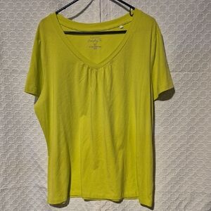 Sonoma Women's Lime Green V-Neck Short Sleeve Tee